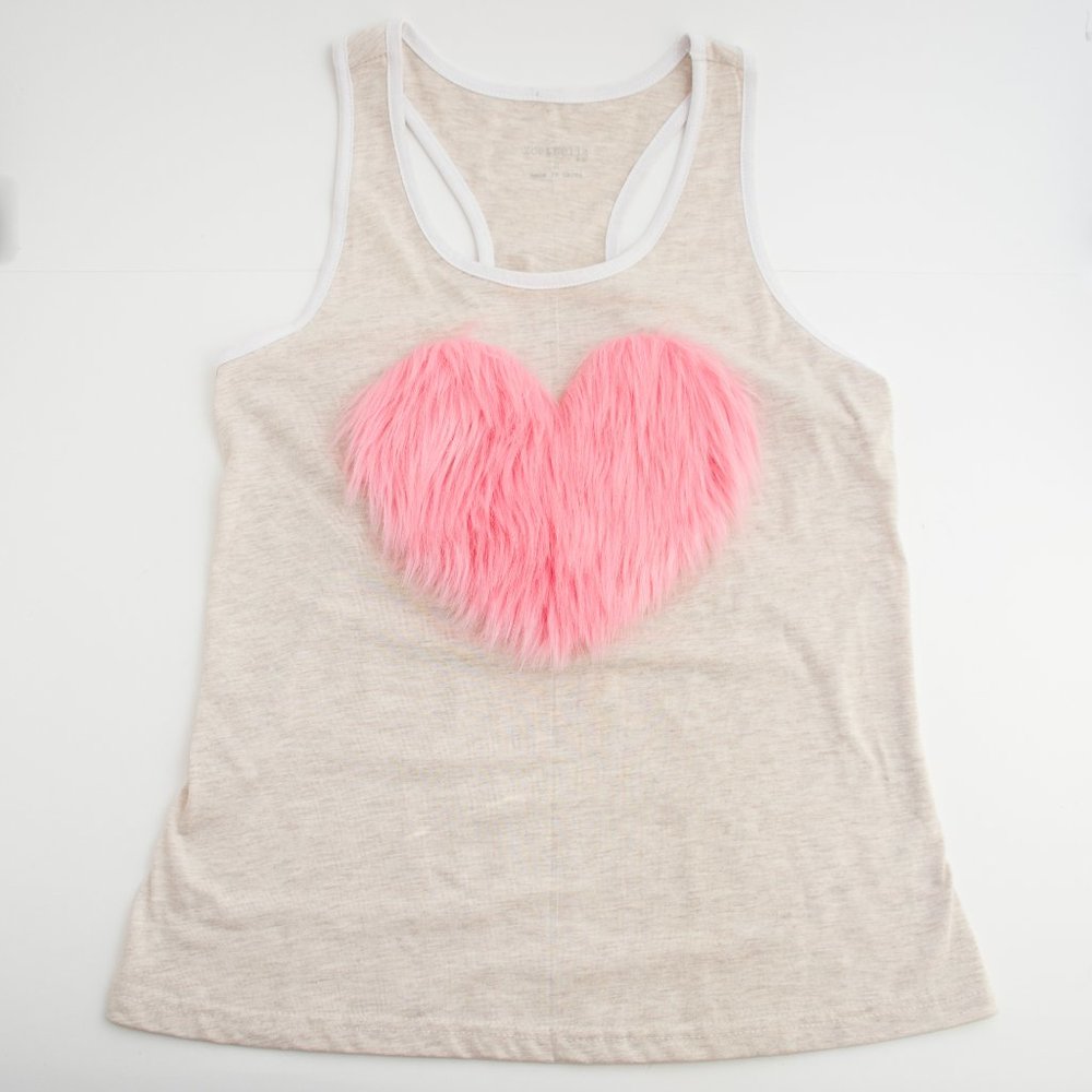 Zoe & Bella Pink Fuzzy Heart Tank